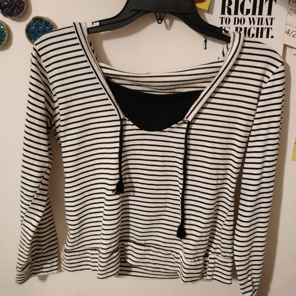 Striped Cropped Hoodie